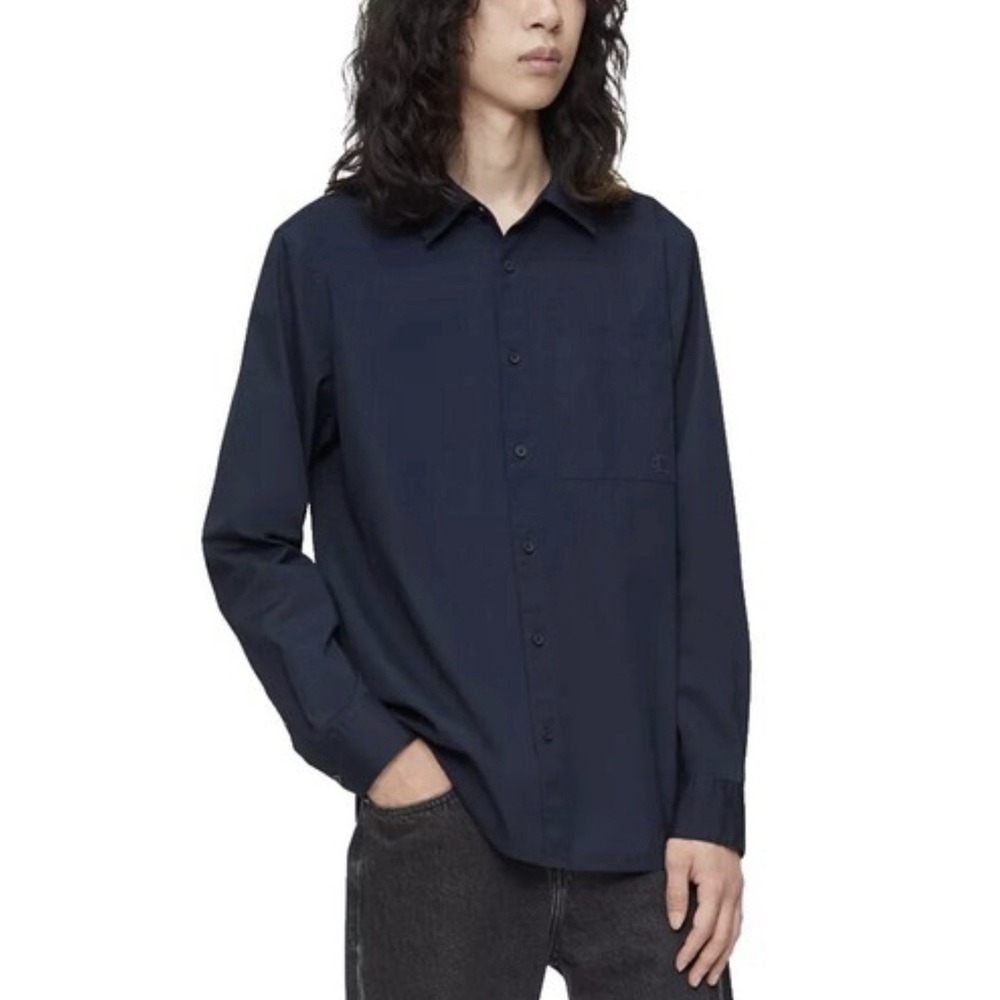 Calvin Klein NWT Shirt Mens XL Dark‎ Sapphire Button Up LS Quick Dry Wicking